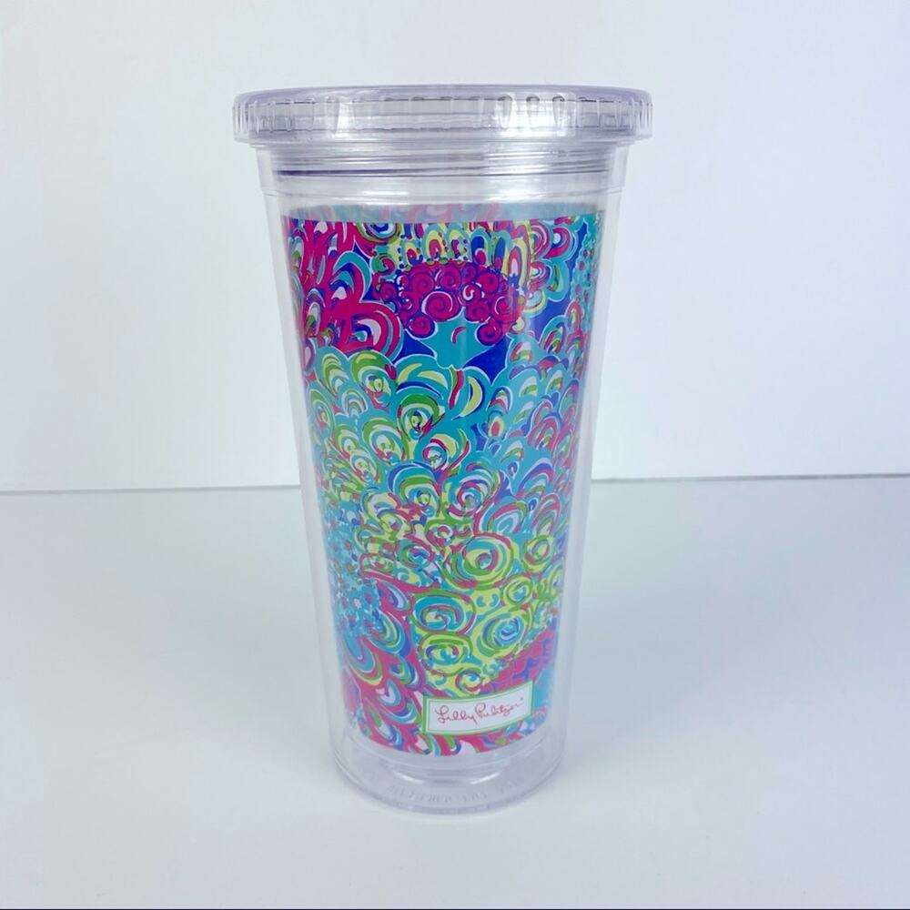 LILLY PULITZER Lilly's Lagoon 2015 Clear Plastic Tumbler